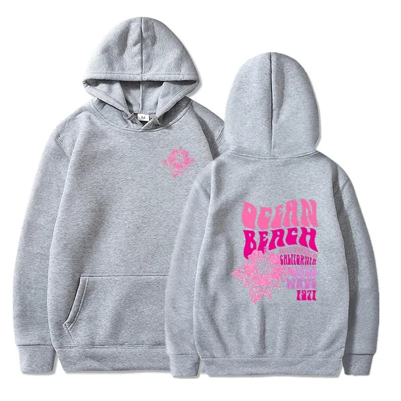Flower Slogan Pullover Hoodie
