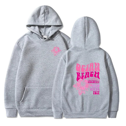 Flower Slogan Pullover Hoodie