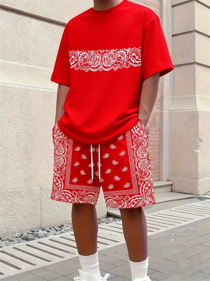 3D Animal Print Casual Shorts Set