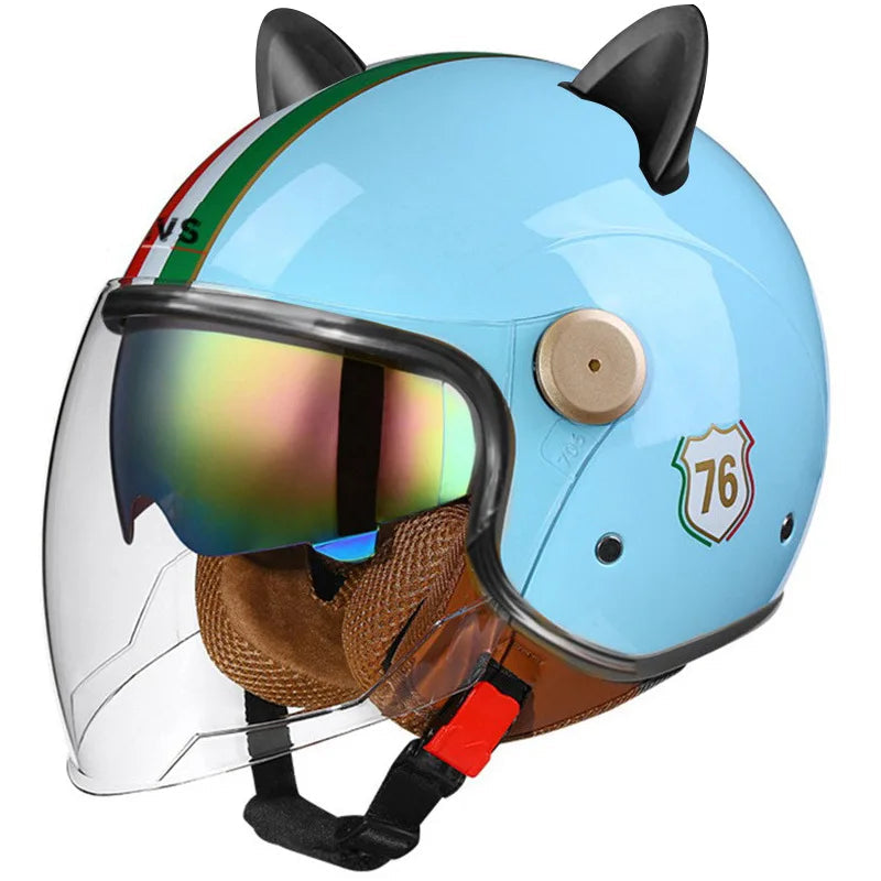 Retro Half-Face Cat-Ear Helmet
