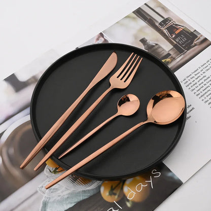 Metal Dinnerware Set Rose Gold