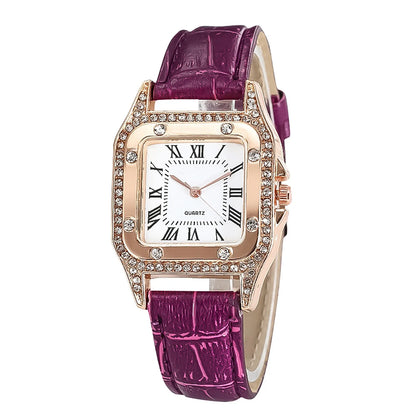 Elegant Women Leather Watch Set