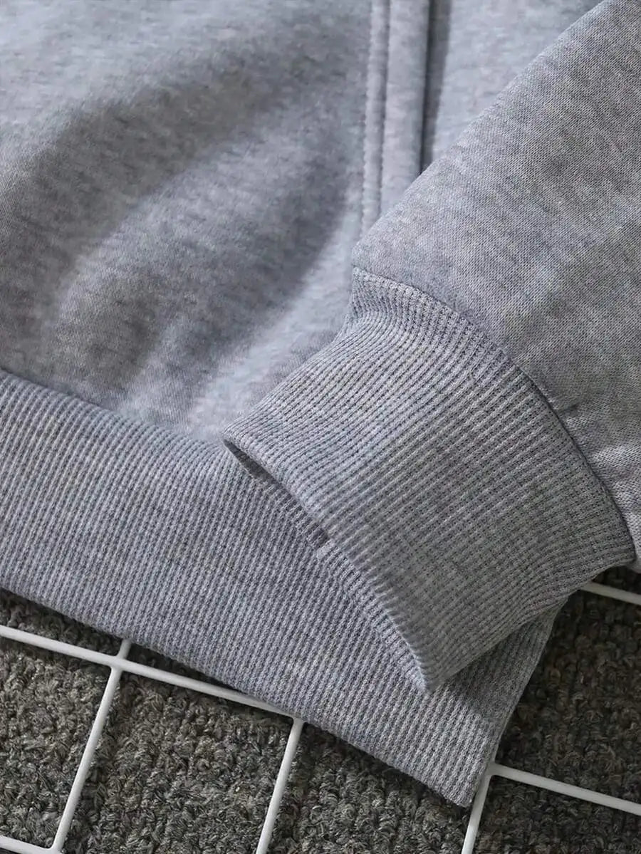 Heart Letter Print Drawstring Hoodie
