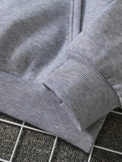 Heart Letter Print Drawstring Hoodie