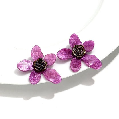 Large flower statement earrings