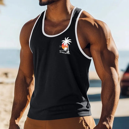 Hawaiian Coconut Print Tank Top