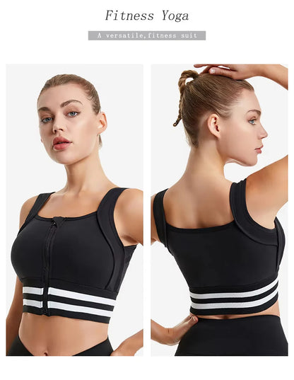 Zipper Front Closure Sports Bra