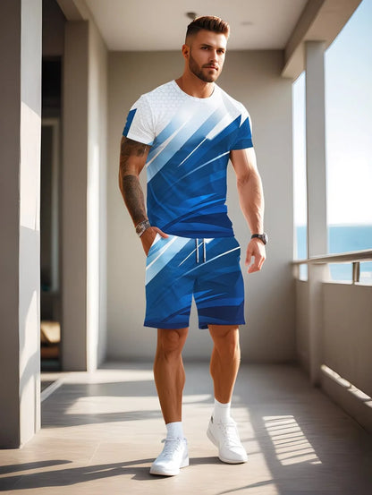 Irregular 3D Print T-Shirt Set