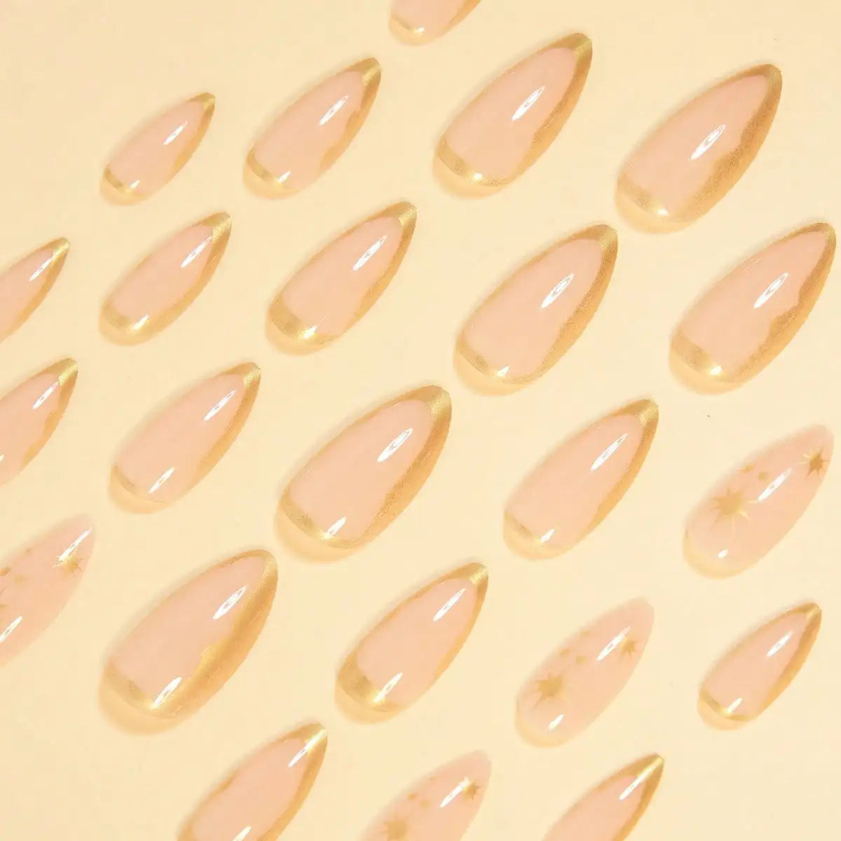 Gold Line Almond Press-On Nails
