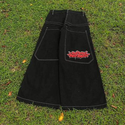 Embroidery Cargo Jeans