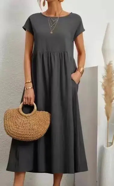 Vintage Solid Summer Dress