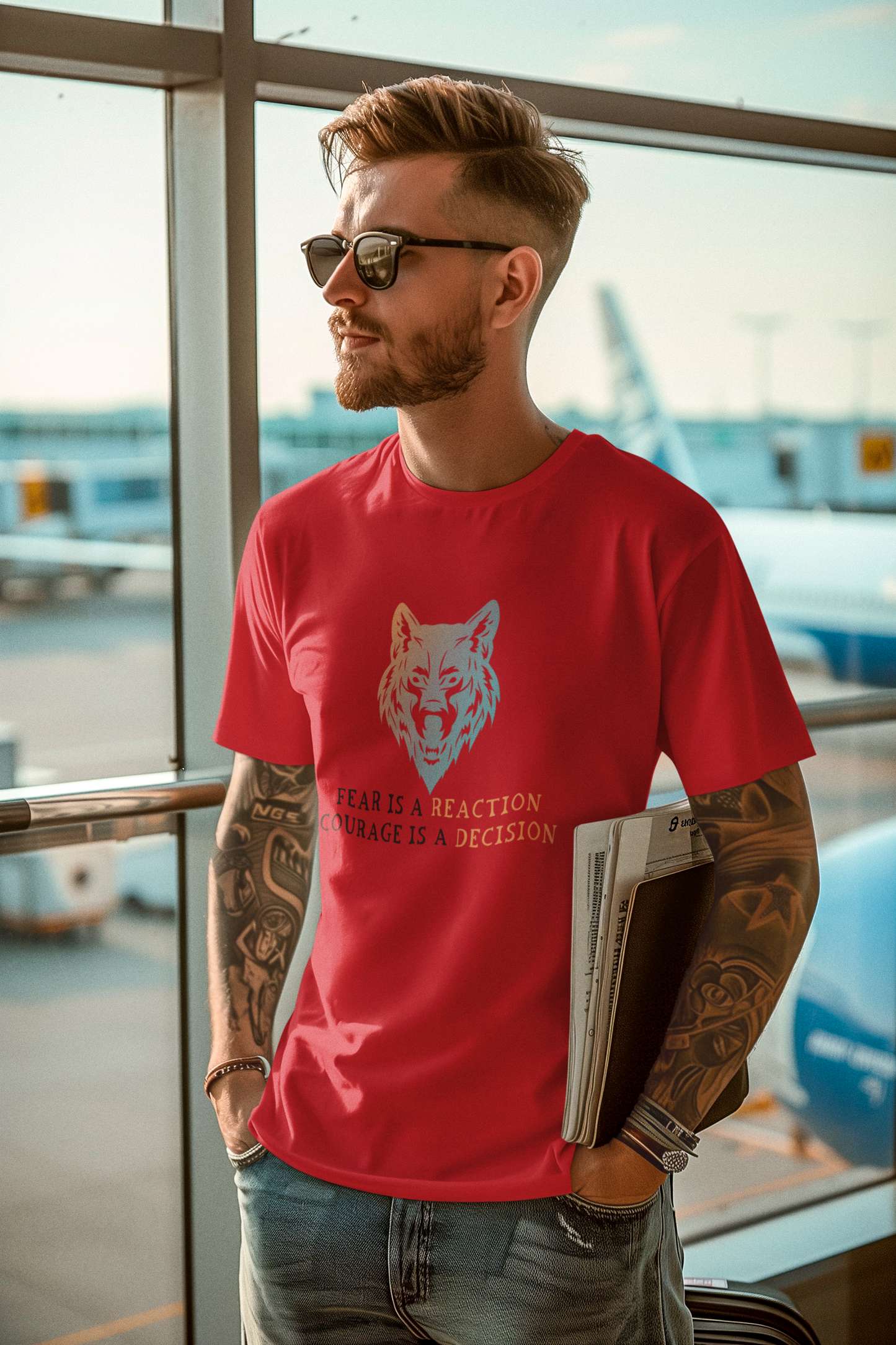 Fear is a reaction, courage is a decision | Graphic T Shirt | Unisex Softstyle T-Shirt